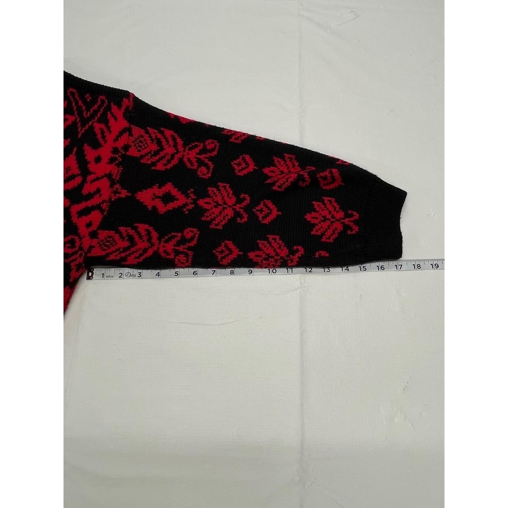 Vintage ESPRIT Sport Black Red 80s Geometric Knit Sweater Medium - Picture 8 of 8